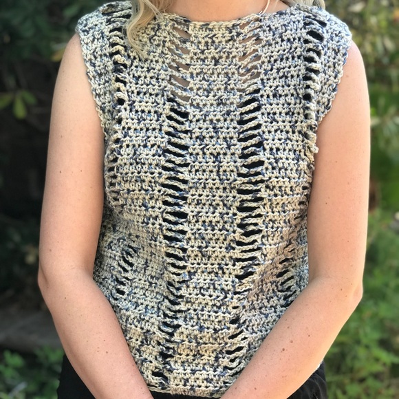 NWT Off The Chain Crochet Tank, Size Medium, Summer Crochet Top, Hand Crocheted - Picture 3 of 10